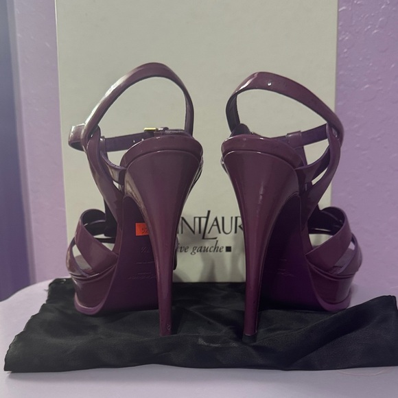 Saint Laurent Dark Purple Strappy Heels - Picture 2 of 4